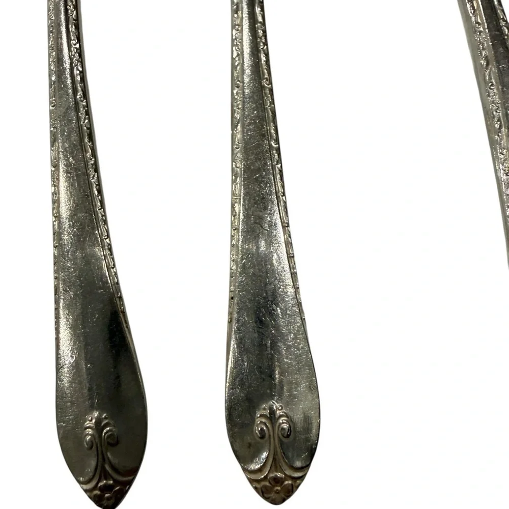 William Rogers & Son Exquisite Pattern Set of 4 Teaspoons 6 inch Silver Plate